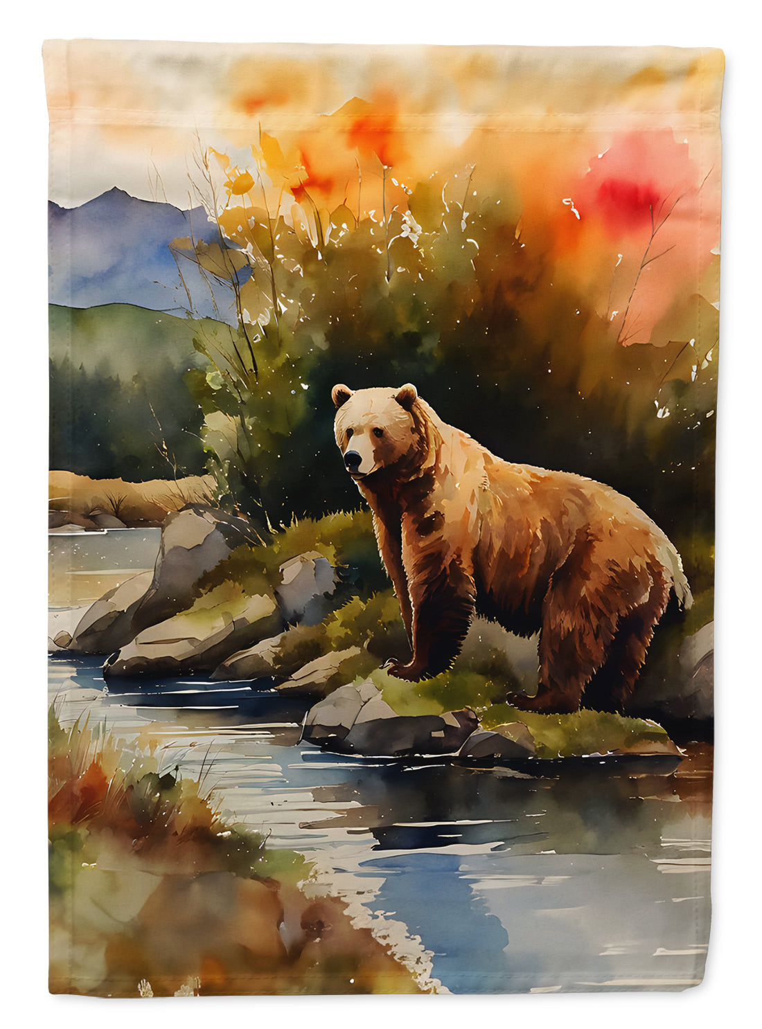 Kodiak Bear House Flag 28x40 Porch Sleeve Pole Decorative Outside Yard Banner Artwork Wall Hanging, Polyester