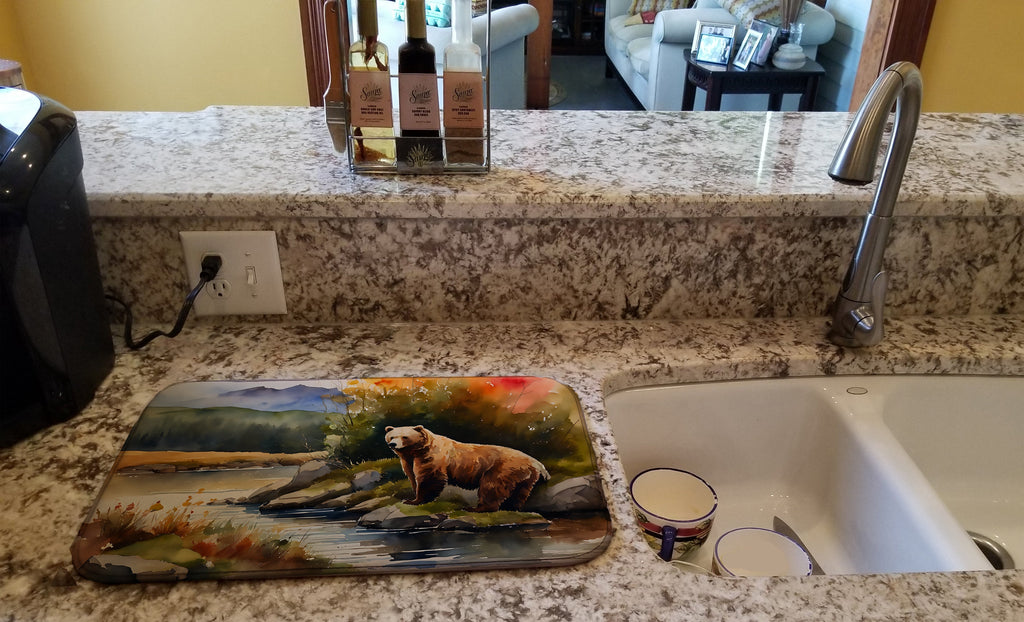 Kodiak Bear Dish Drying Mat Absorbent Dish Drying Mat Pad for Kitchen Counter Dish Drainer Mat for Countertop, 14 x 21", Multicolor