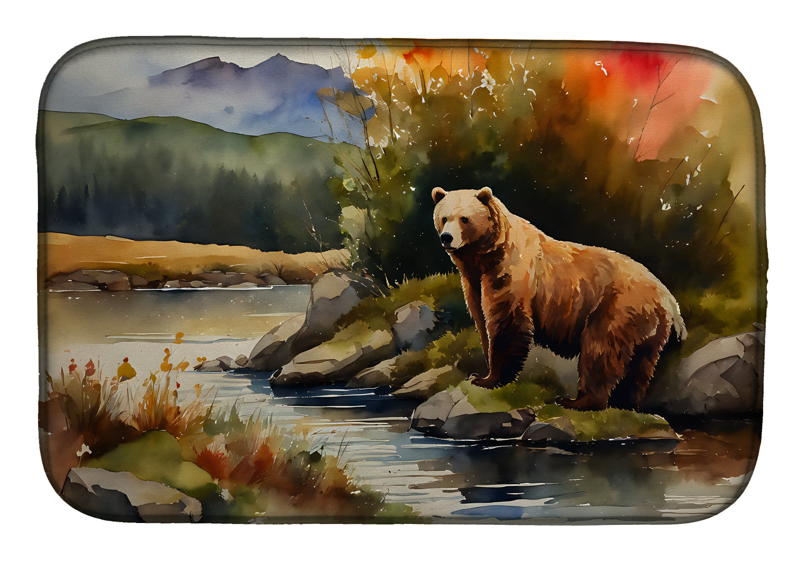 Kodiak Bear Dish Drying Mat Absorbent Dish Drying Mat Pad for Kitchen Counter Dish Drainer Mat for Countertop, 14 x 21", Multicolor