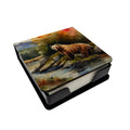 Kodiak Bear PU Leather Note Paper Holder with Artist-Designed Cover, Desk Accessory, Office Gift