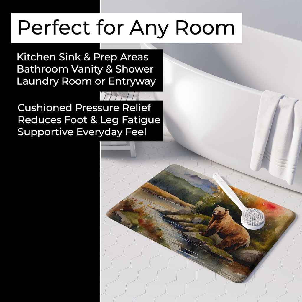 Kodiak Bear Memory Foam Kitchen Mat Machine Washable Anti-Fatigue Cushion Comfort Bath or Kitchen Rug