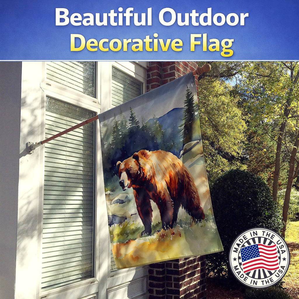 Kodiak Bear House Flag 28x40 Porch Sleeve Pole Decorative Outside Yard Banner Artwork Wall Hanging, Polyester