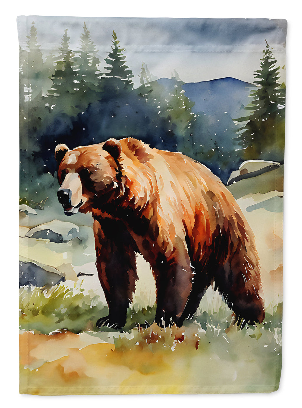 Kodiak Bear House Flag 28x40 Porch Sleeve Pole Decorative Outside Yard Banner Artwork Wall Hanging, Polyester