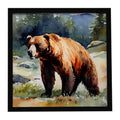 Kodiak Bear Framed Metal Print Bathroom, Kitchen, Office, Home Decor Wall Art Ready to Hang, Square, 8X8