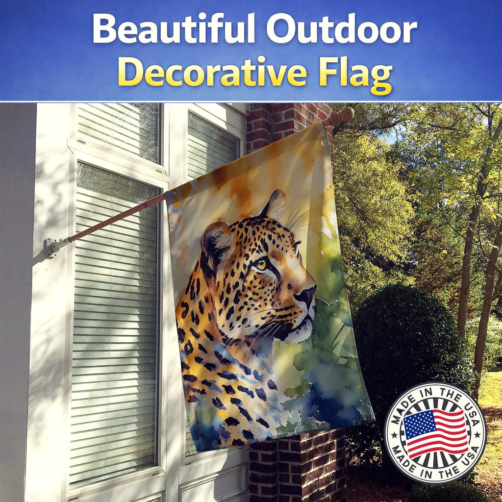 Leopard House Flag 28x40 Porch Sleeve Pole Decorative Outside Yard Banner Artwork Wall Hanging, Polyester