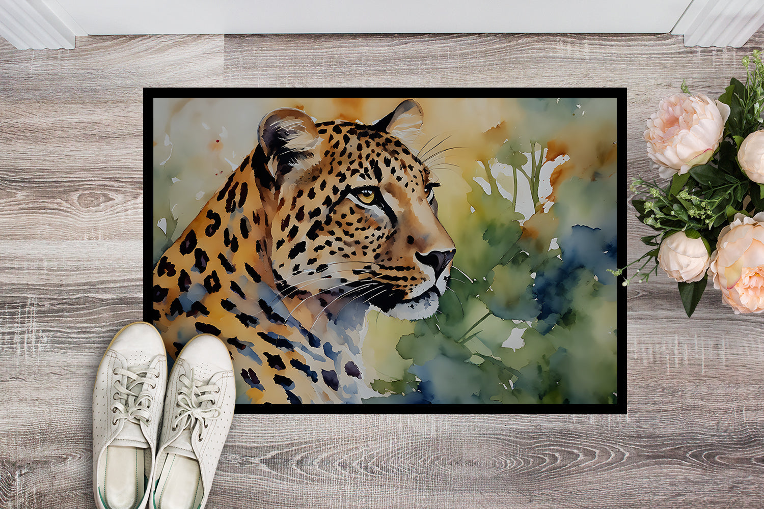 Leopard Doormat Indoor Outdoor 18H X 27W Front Door Mat Rugs for Entryway, Non Slip Washable