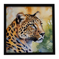 Leopard Framed Metal Print Bathroom, Kitchen, Office, Home Decor Wall Art Ready to Hang, Square, 8X8