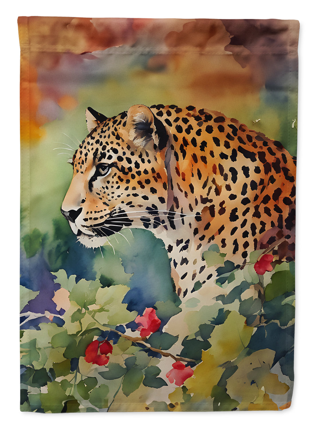Leopard House Flag 28x40 Porch Sleeve Pole Decorative Outside Yard Banner Artwork Wall Hanging, Polyester