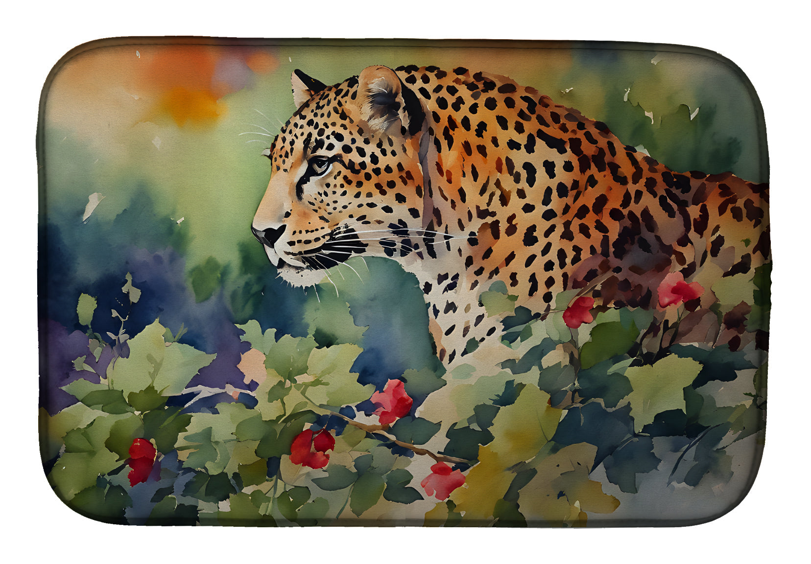 Leopard Dish Drying Mat Absorbent Dish Drying Mat Pad for Kitchen Counter Dish Drainer Mat for Countertop, 14 x 21", Multicolor