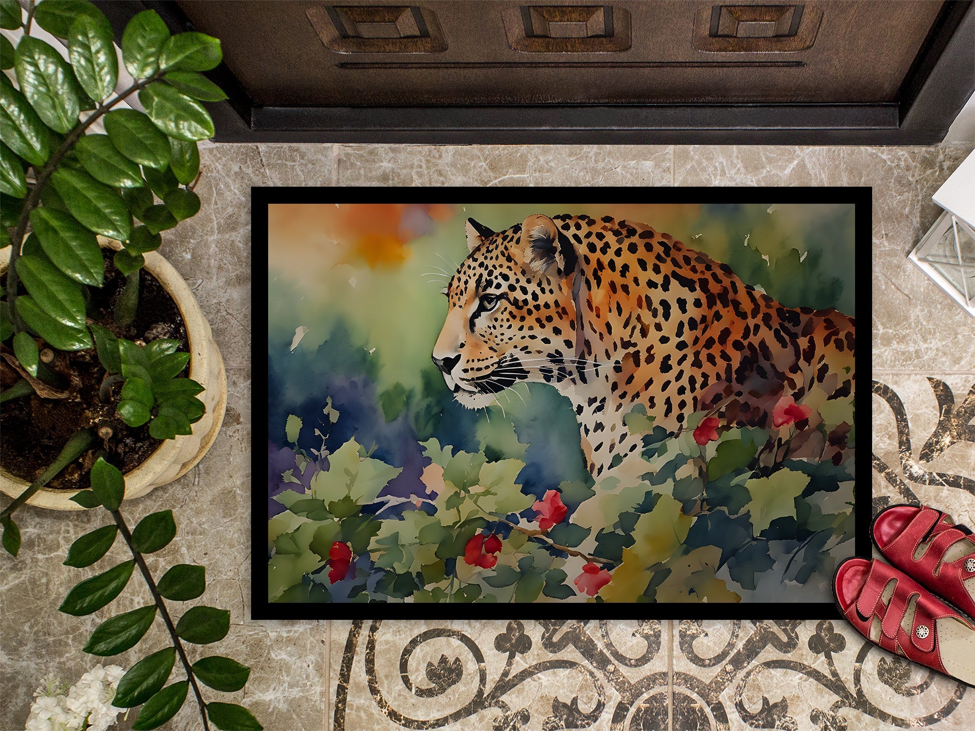Leopard Doormat Indoor Outdoor 18H X 27W Front Door Mat Rugs for Entryway, Non Slip Washable
