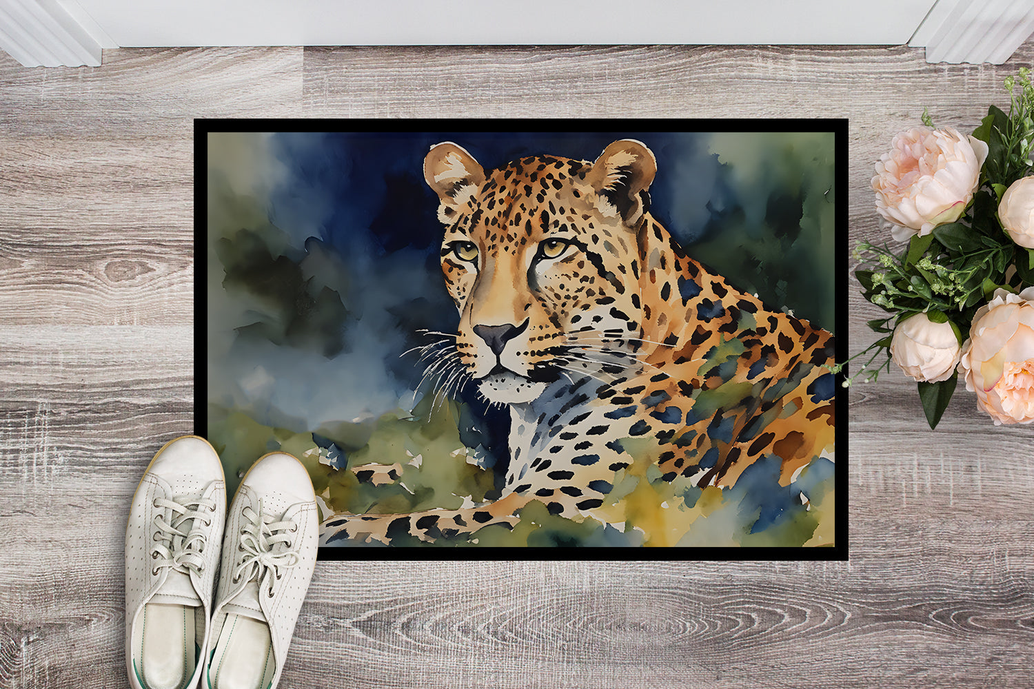 Leopard Doormat Indoor Outdoor 24H X 36W Front Door Mat Rugs for Entryway, Non Slip Washable Low Pile,