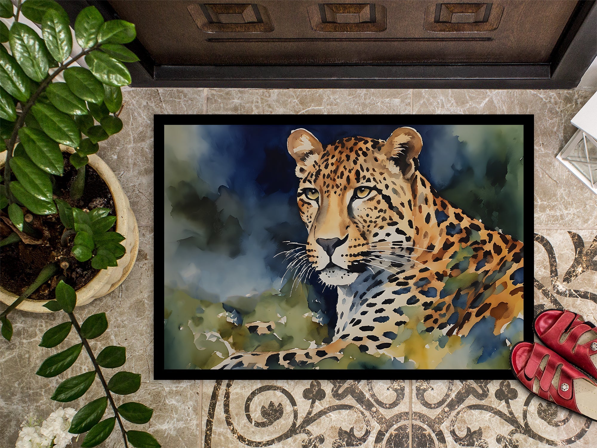 Leopard Doormat Indoor Outdoor 18H X 27W Front Door Mat Rugs for Entryway, Non Slip Washable