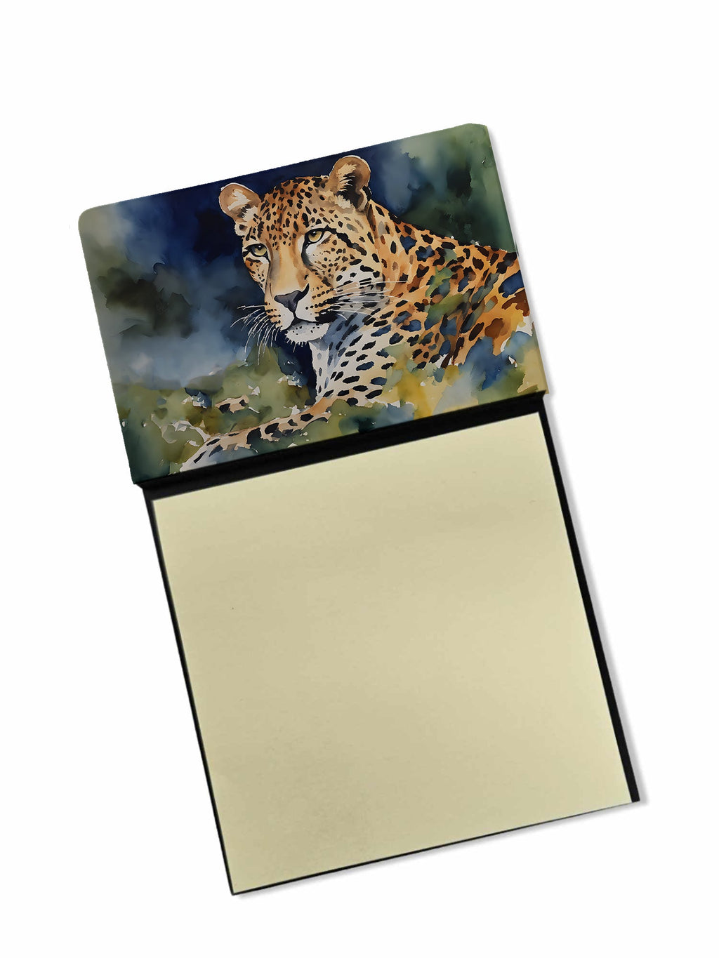 Leopard Watercolor Sticky Note Holder Refillable Dispenser Desk Accessory 3x3 Pad Gift