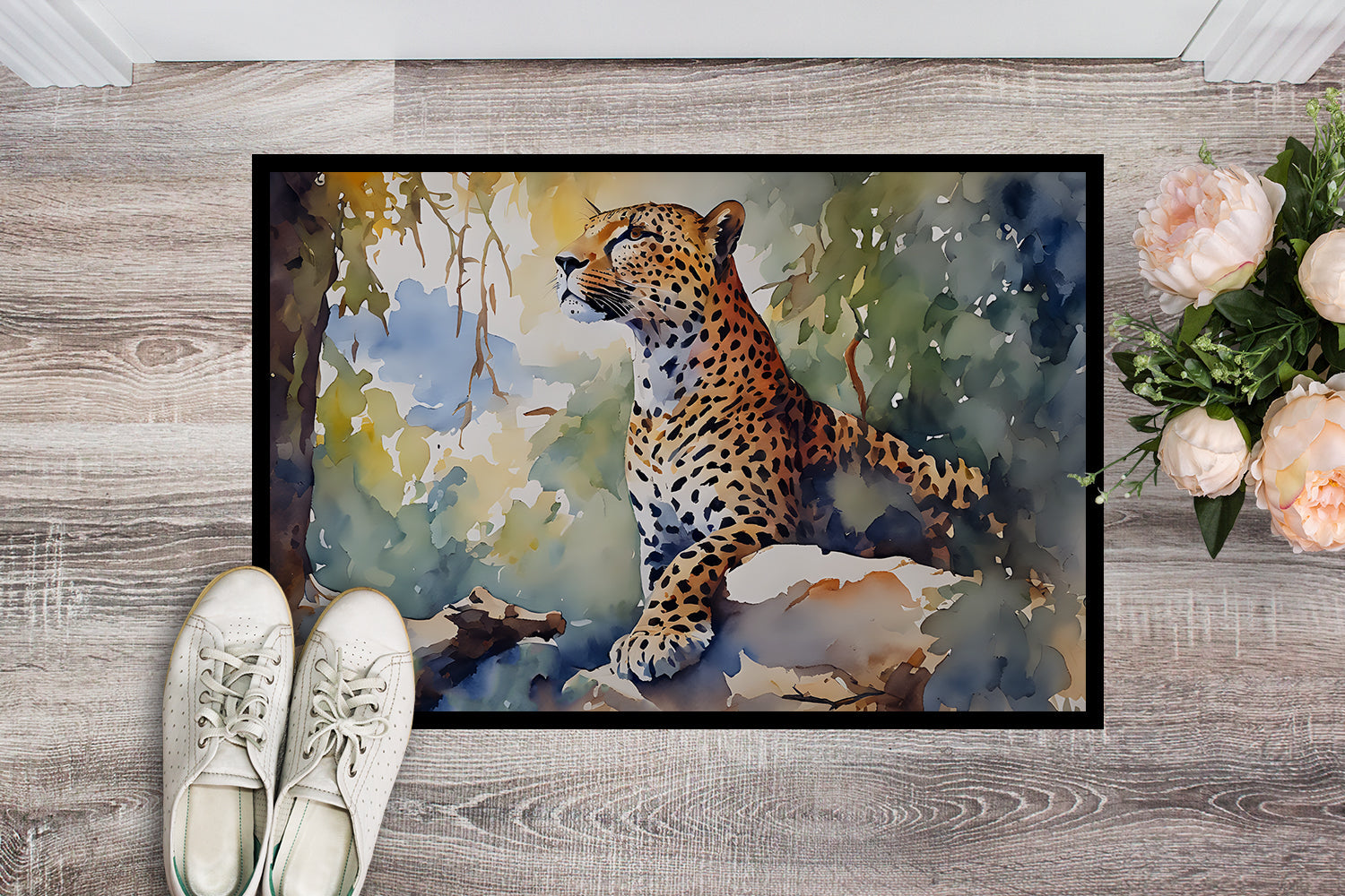 Leopard Doormat Indoor Outdoor 24H X 36W Front Door Mat Rugs for Entryway, Non Slip Washable Low Pile,