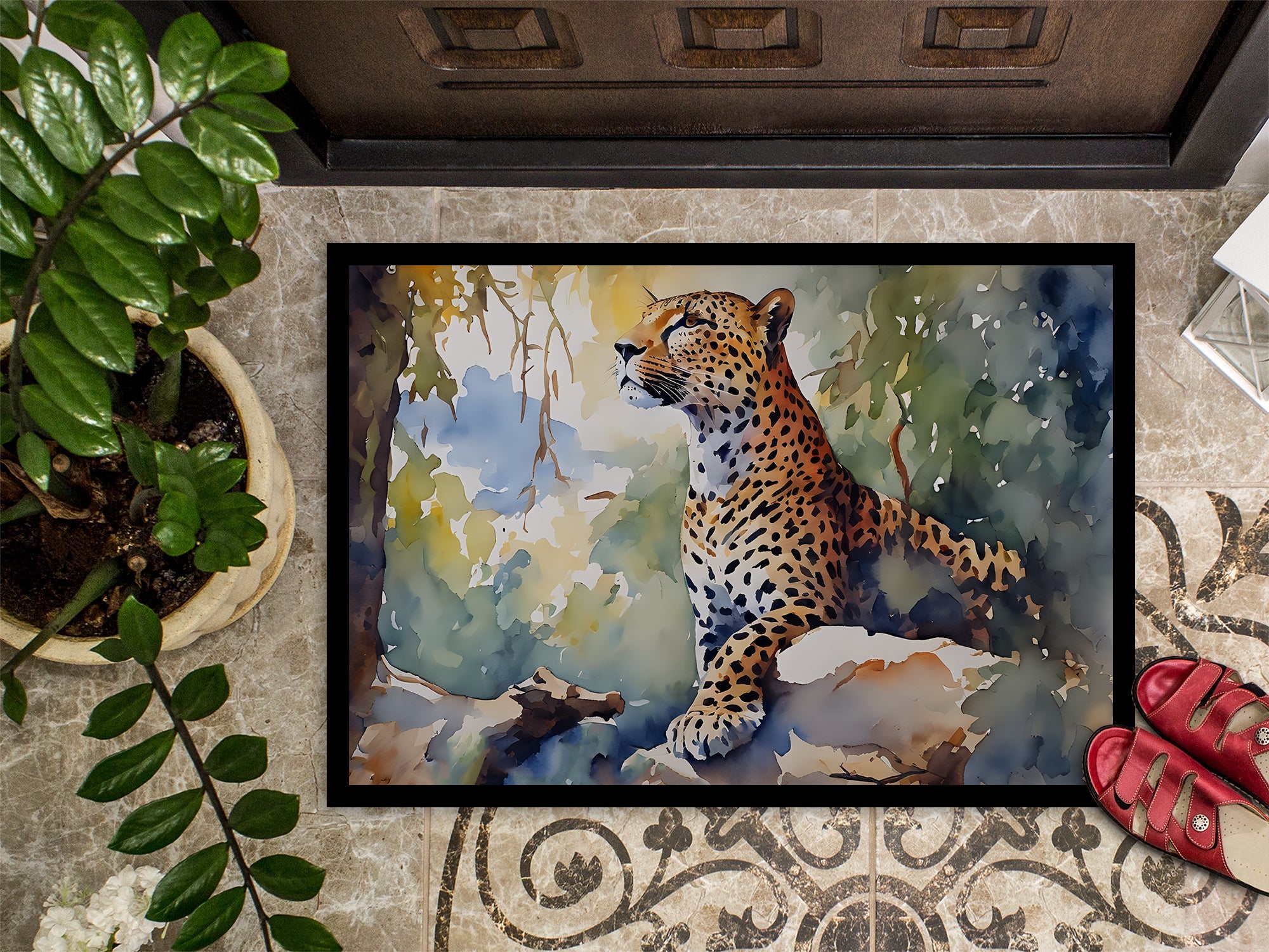 Leopard Doormat Indoor Outdoor 18H X 27W Front Door Mat Rugs for Entryway, Non Slip Washable