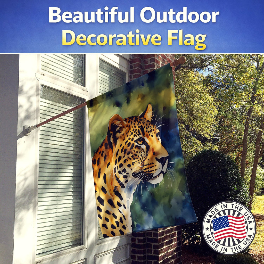 Leopard House Flag 28x40 Porch Sleeve Pole Decorative Outside Yard Banner Artwork Wall Hanging, Polyester