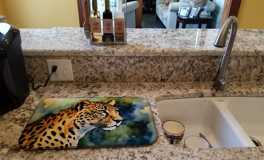 Leopard Dish Drying Mat Absorbent Dish Drying Mat Pad for Kitchen Counter Dish Drainer Mat for Countertop, 14 x 21", Multicolor