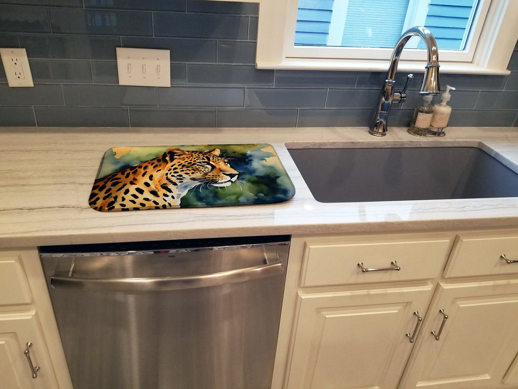 Leopard Dish Drying Mat Absorbent Dish Drying Mat Pad for Kitchen Counter Dish Drainer Mat for Countertop, 14 x 21", Multicolor