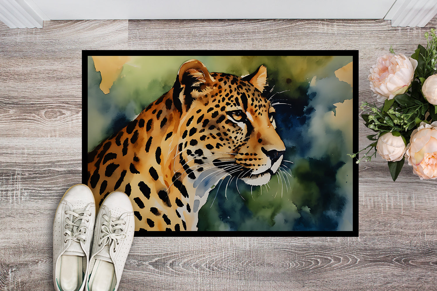 Leopard Doormat Indoor Outdoor 24H X 36W Front Door Mat Rugs for Entryway, Non Slip Washable Low Pile,