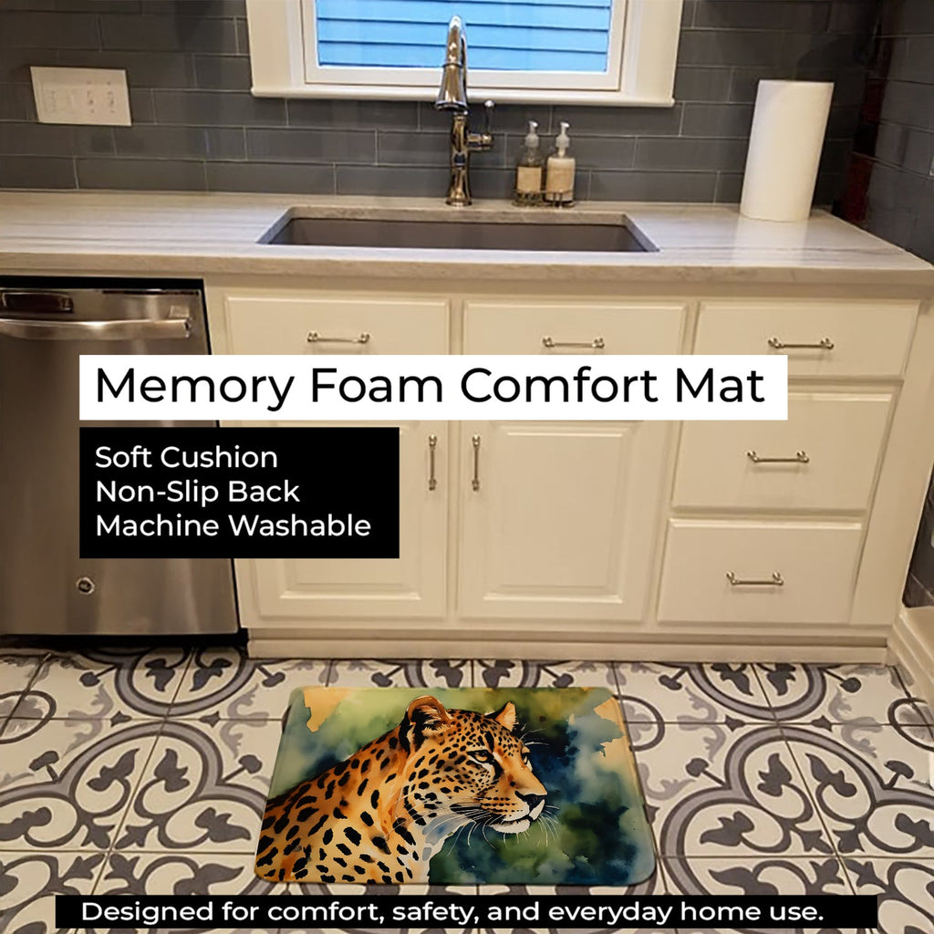 Leopard Memory Foam Kitchen Mat Machine Washable Anti-Fatigue Cushion Comfort Bath or Kitchen Rug
