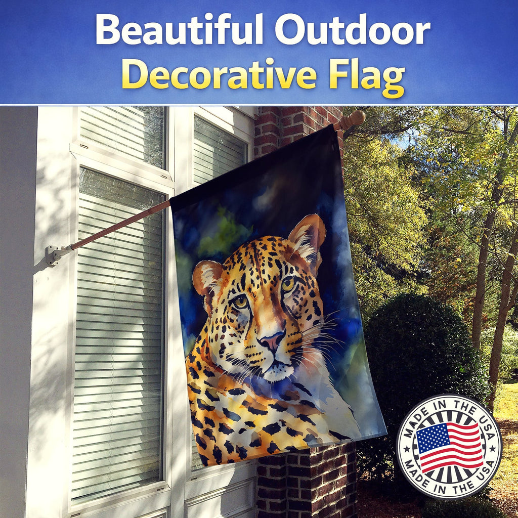 Leopard House Flag 28x40 Porch Sleeve Pole Decorative Outside Yard Banner Artwork Wall Hanging, Polyester