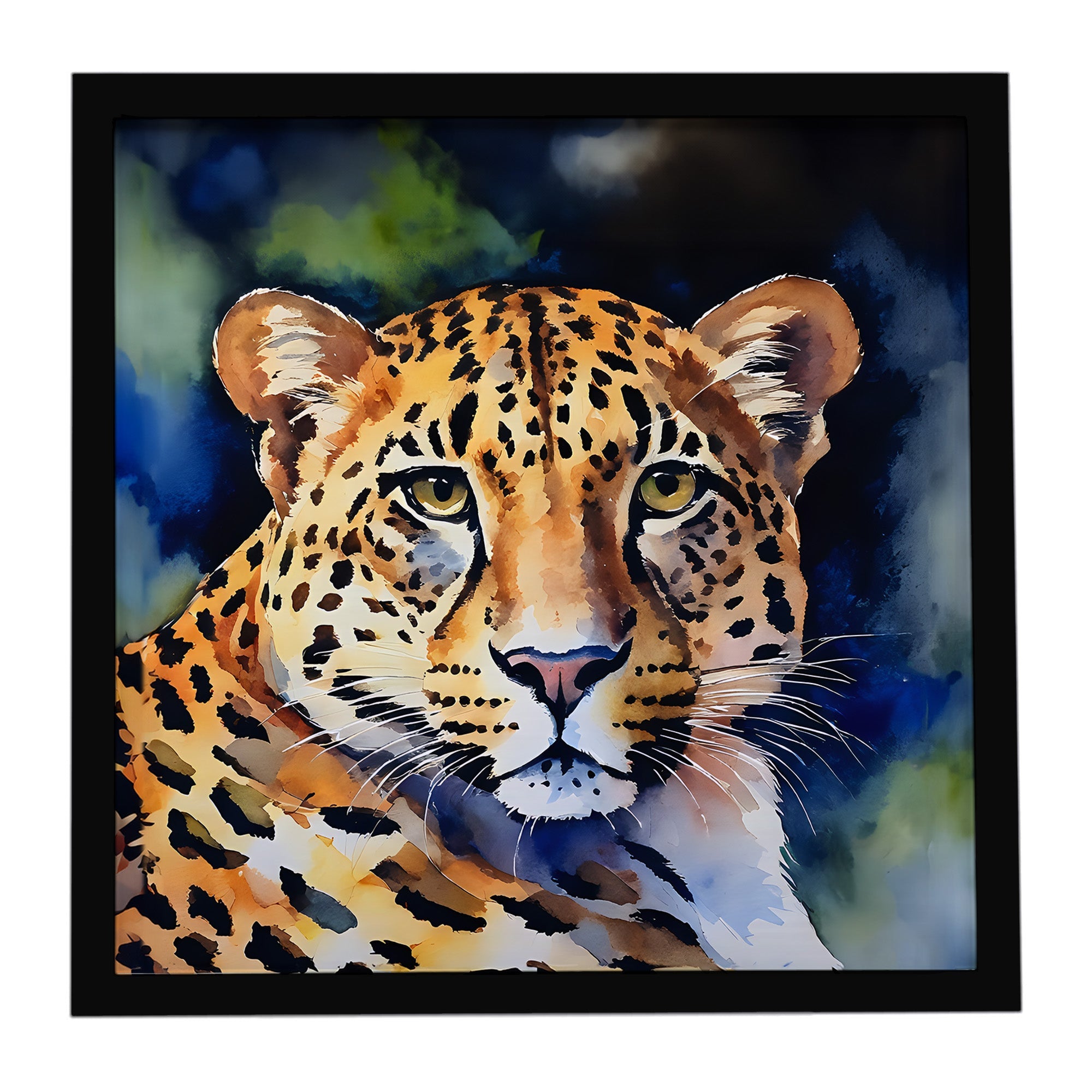 Leopard Framed Metal Print Bathroom, Kitchen, Office, Home Decor Wall Art Ready to Hang, Square, 8X8