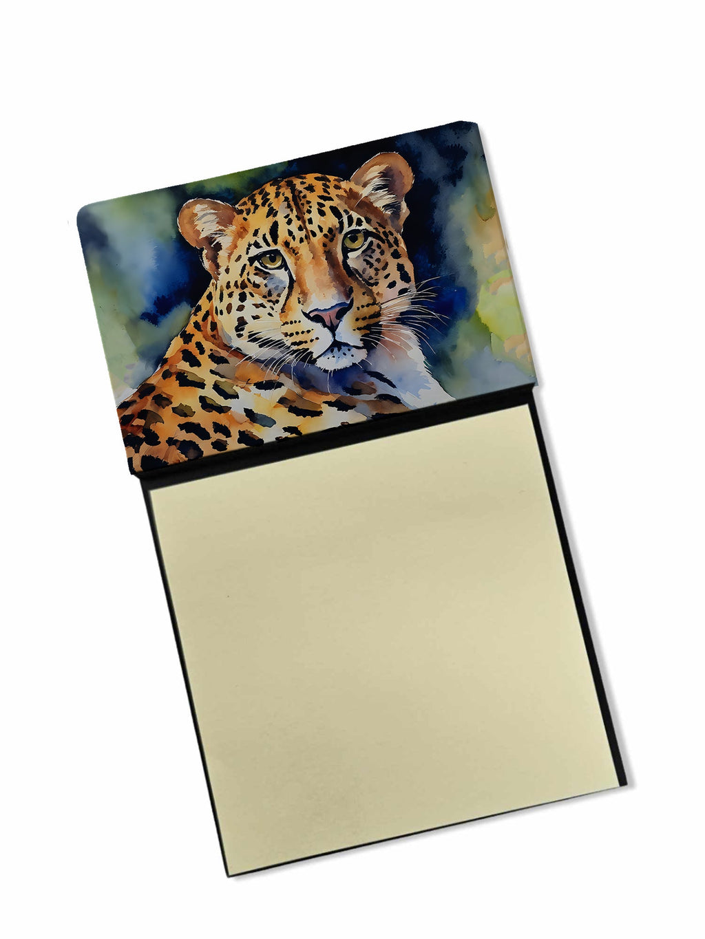 Leopard Watercolor Sticky Note Holder Refillable Dispenser Desk Accessory 3x3 Pad Gift