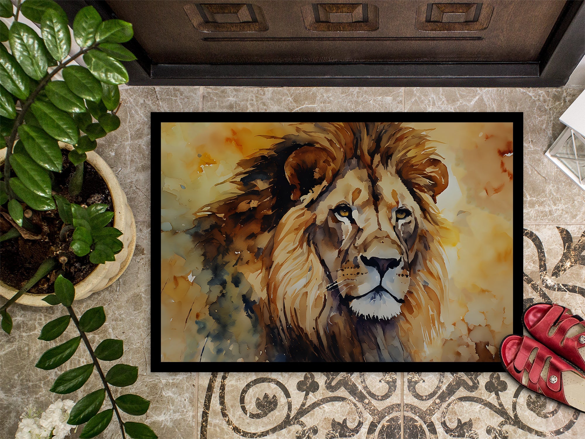 Lion Doormat Indoor Outdoor 18H X 27W Front Door Mat Rugs for Entryway, Non Slip Washable