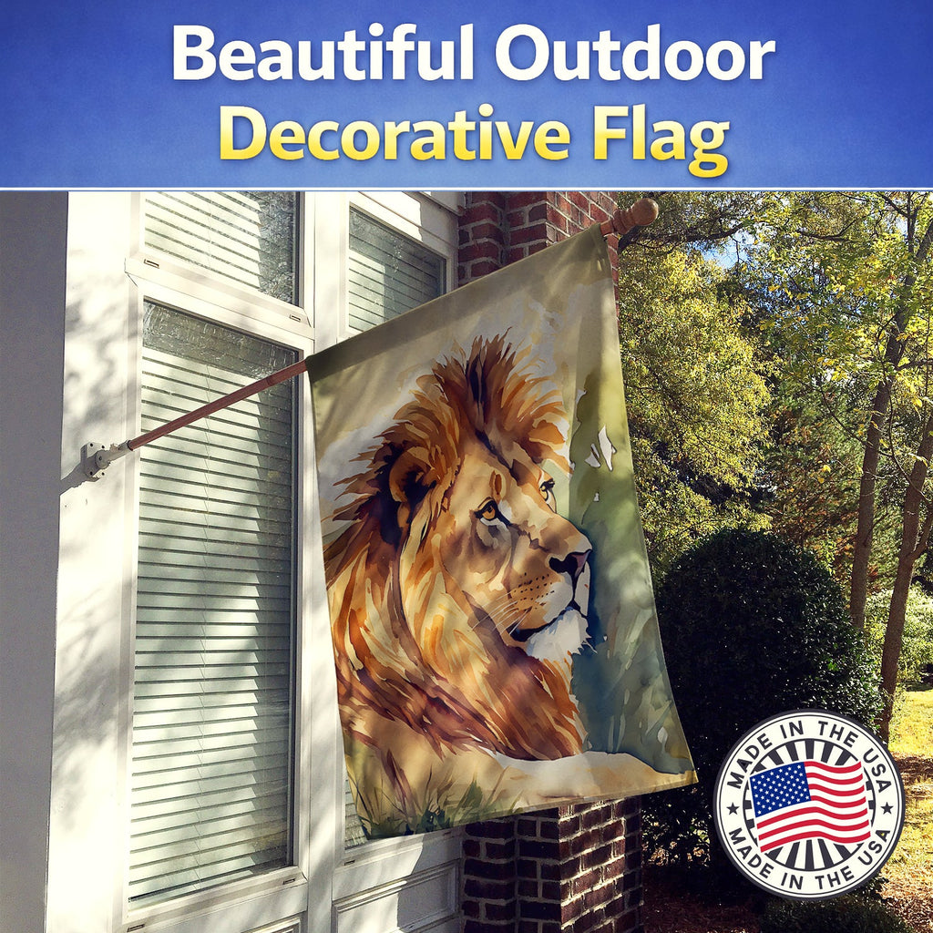Lion House Flag 28x40 Porch Sleeve Pole Decorative Outside Yard Banner Artwork Wall Hanging, Polyester