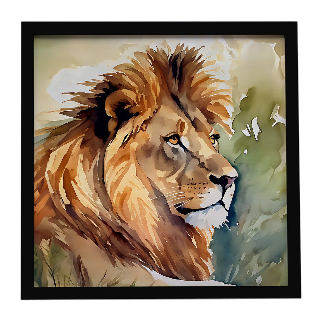 Lion Framed Metal Print Bathroom, Kitchen, Office, Home Decor Wall Art Ready to Hang, Square, 8X8