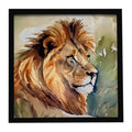 Lion Framed Metal Print Bathroom, Kitchen, Office, Home Decor Wall Art Ready to Hang, Square, 8X8