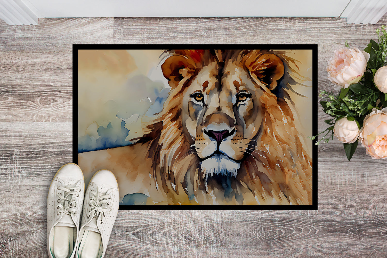 Lion Doormat Indoor Outdoor 24H X 36W Front Door Mat Rugs for Entryway, Non Slip Washable Low Pile,