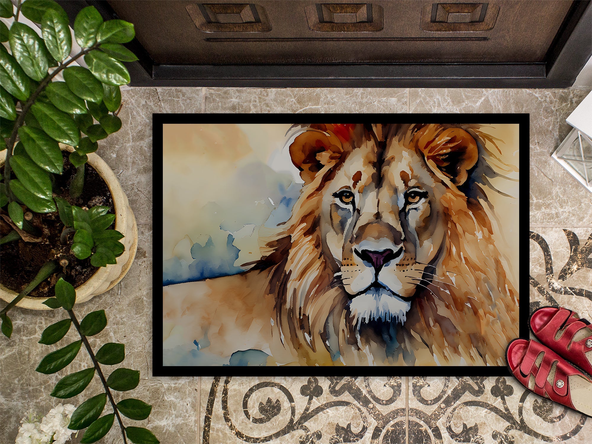 Lion Doormat Indoor Outdoor 18H X 27W Front Door Mat Rugs for Entryway, Non Slip Washable