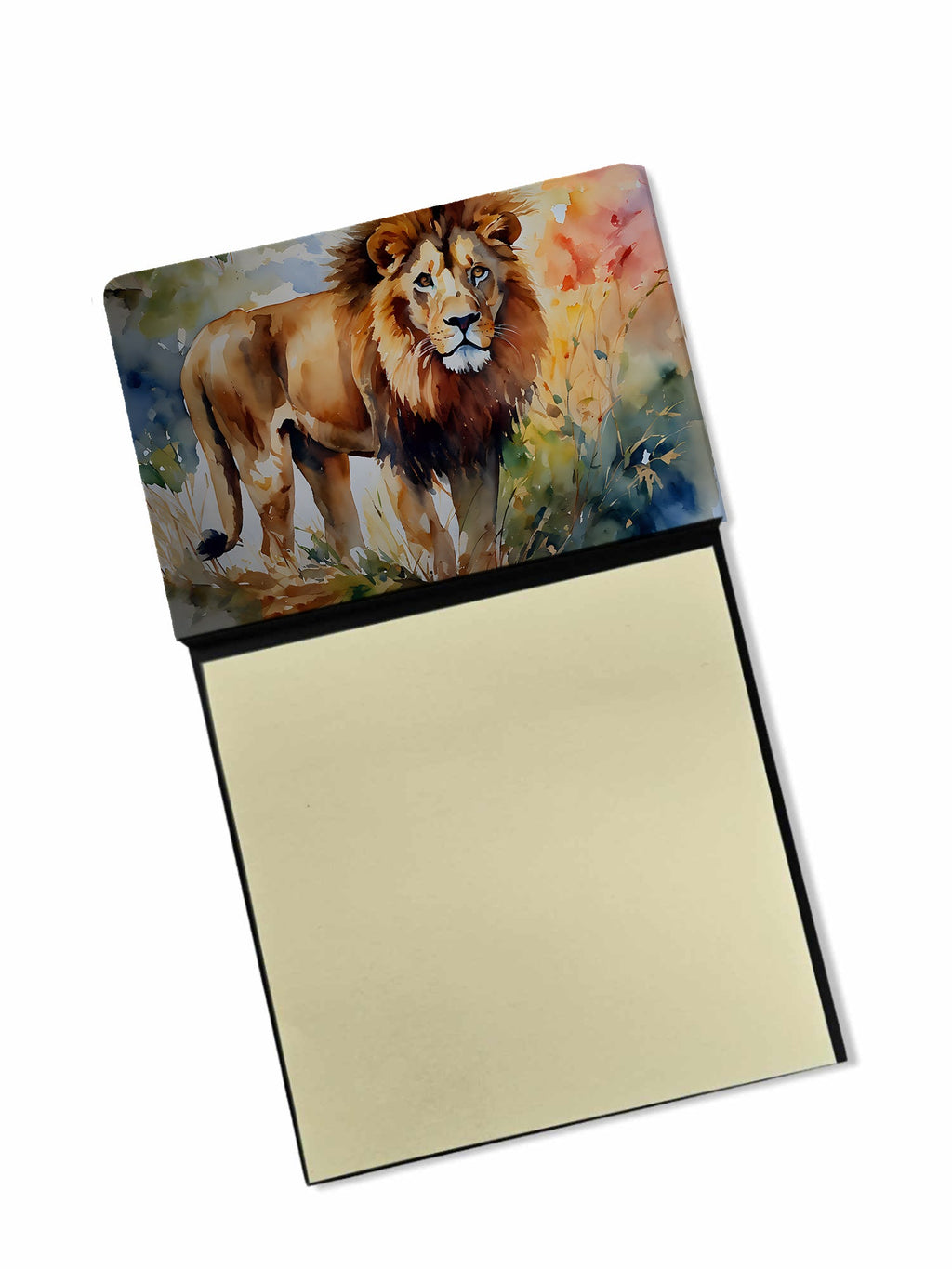 Lion Watercolor Sticky Note Holder Refillable Dispenser Desk Accessory 3x3 Pad Gift