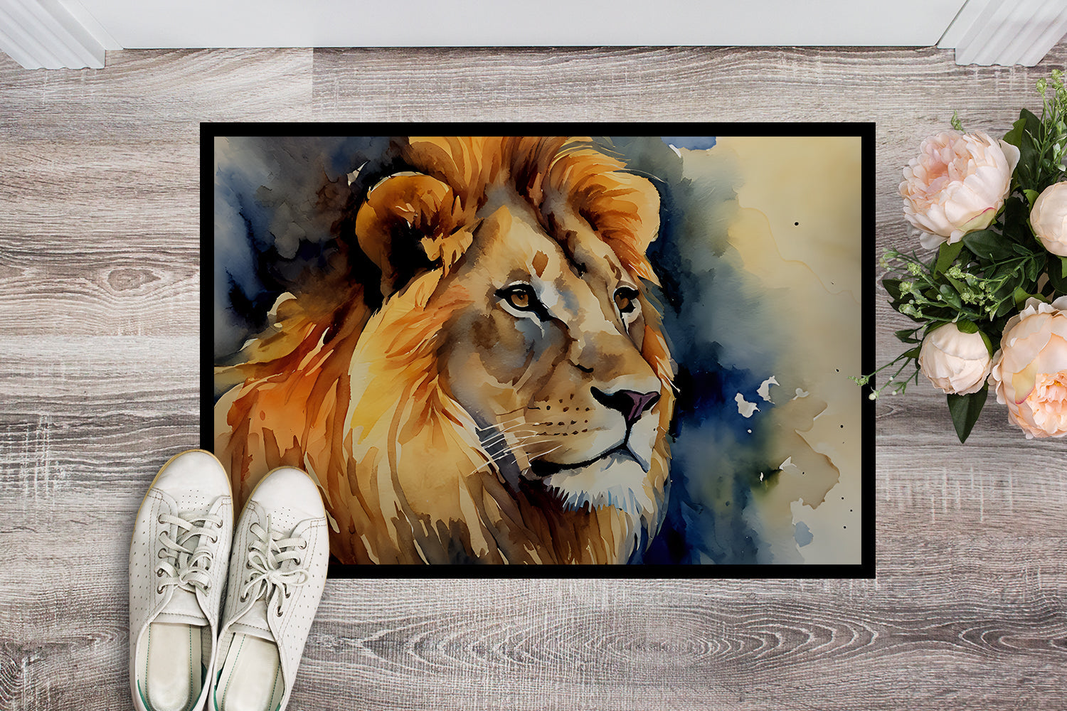 Lion Doormat Indoor Outdoor 18H X 27W Front Door Mat Rugs for Entryway, Non Slip Washable