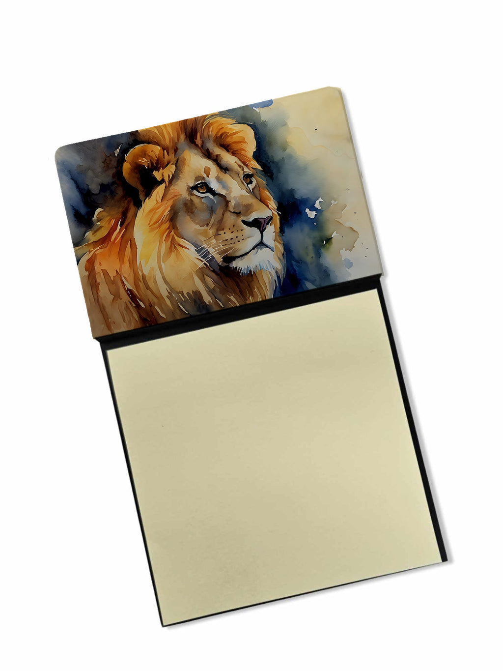 Lion Watercolor Sticky Note Holder Refillable Dispenser Desk Accessory 3x3 Pad Gift