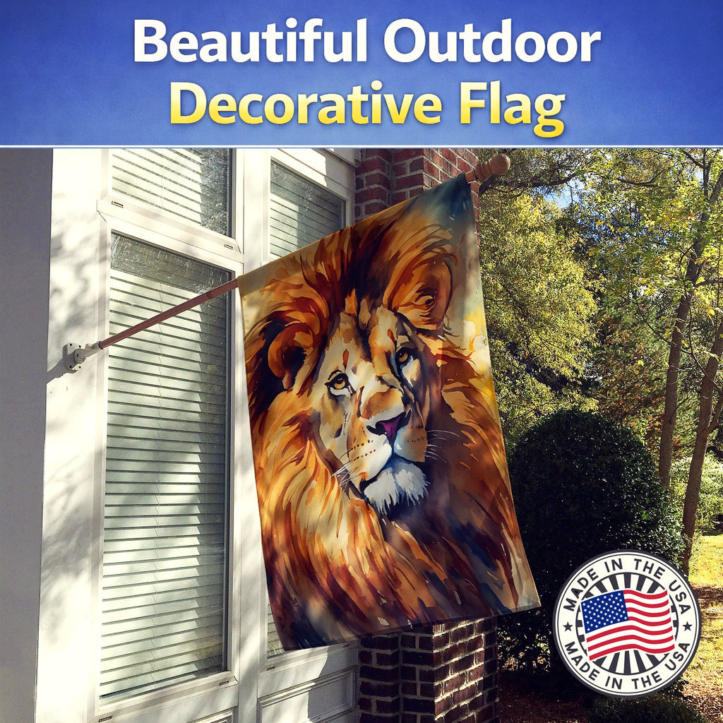 Lion House Flag 28x40 Porch Sleeve Pole Decorative Outside Yard Banner Artwork Wall Hanging, Polyester