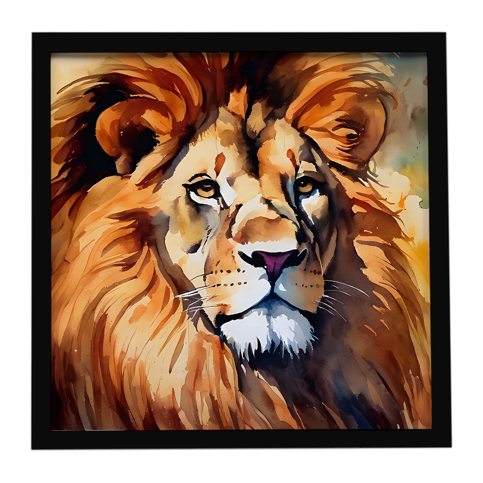 Lion Framed Metal Print Bathroom, Kitchen, Office, Home Decor Wall Art Ready to Hang, Square, 8X8