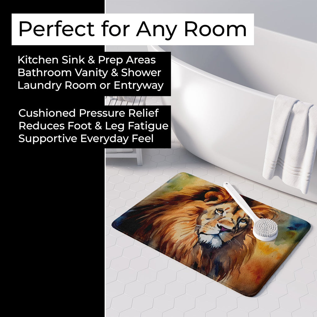 Lion Memory Foam Kitchen Mat Machine Washable Anti-Fatigue Cushion Comfort Bath or Kitchen Rug