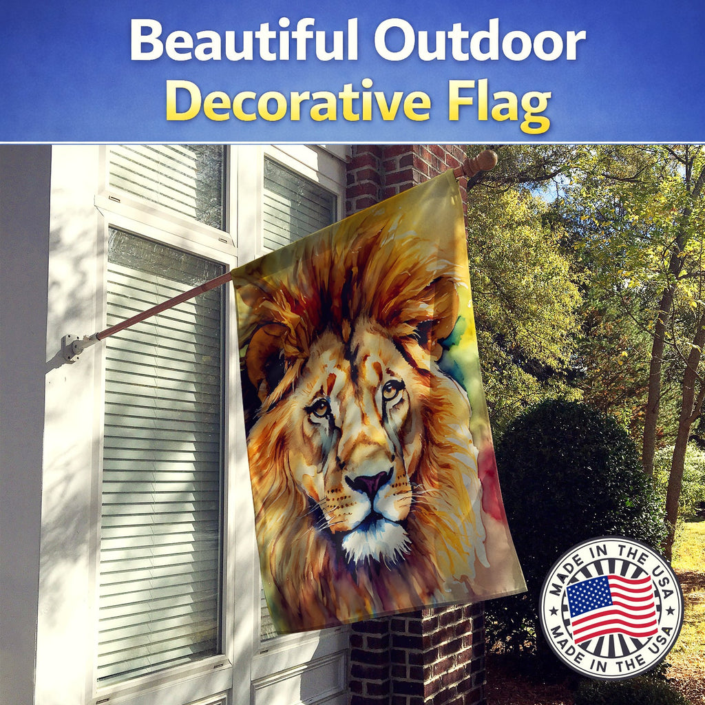 Lion House Flag 28x40 Porch Sleeve Pole Decorative Outside Yard Banner Artwork Wall Hanging, Polyester
