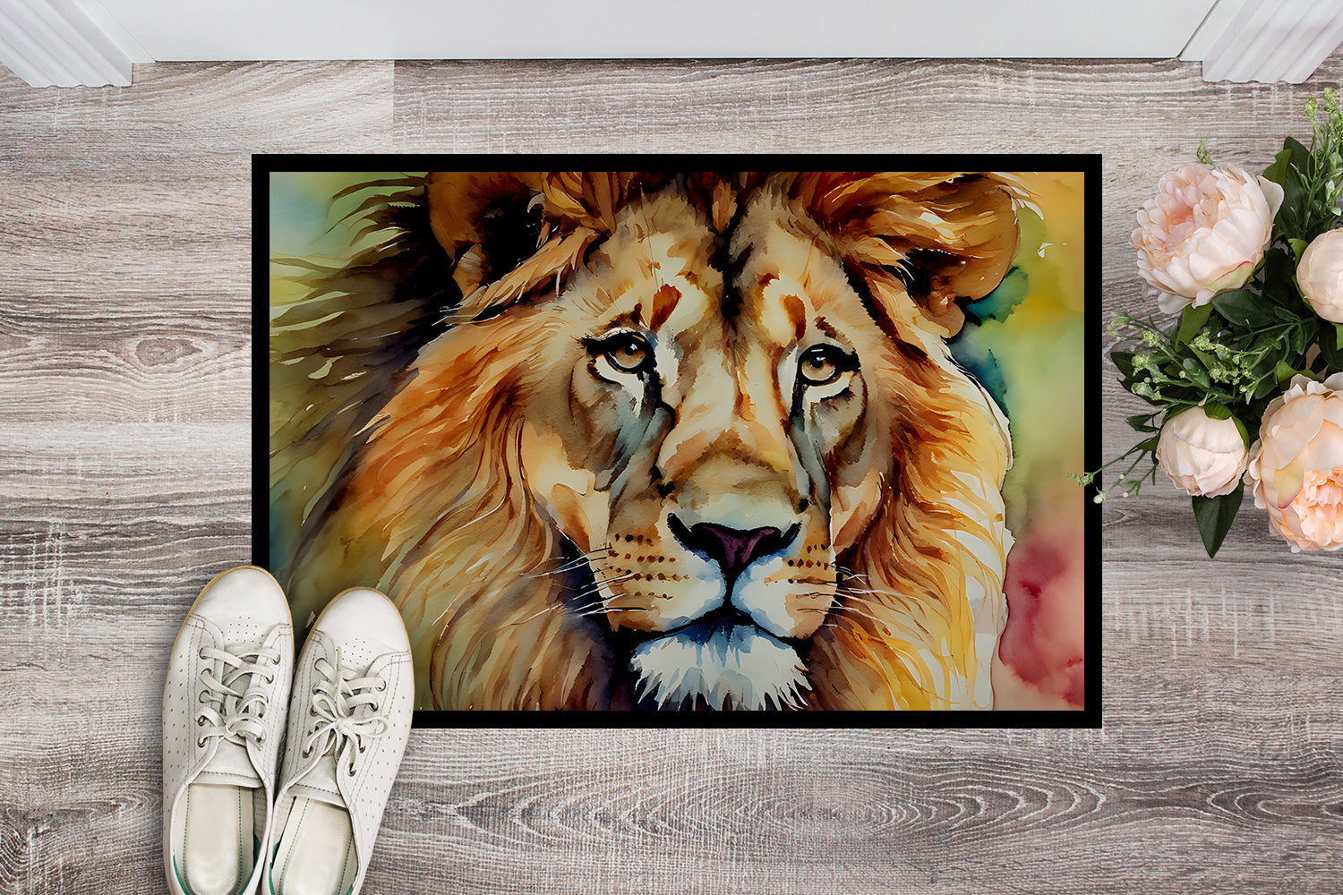 Lion Doormat Indoor Outdoor 24H X 36W Front Door Mat Rugs for Entryway, Non Slip Washable Low Pile,