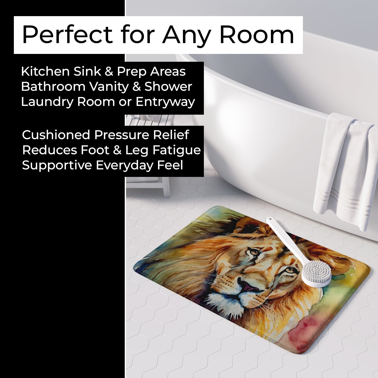 Lion Memory Foam Kitchen Mat Machine Washable Anti-Fatigue Cushion Comfort Bath or Kitchen Rug