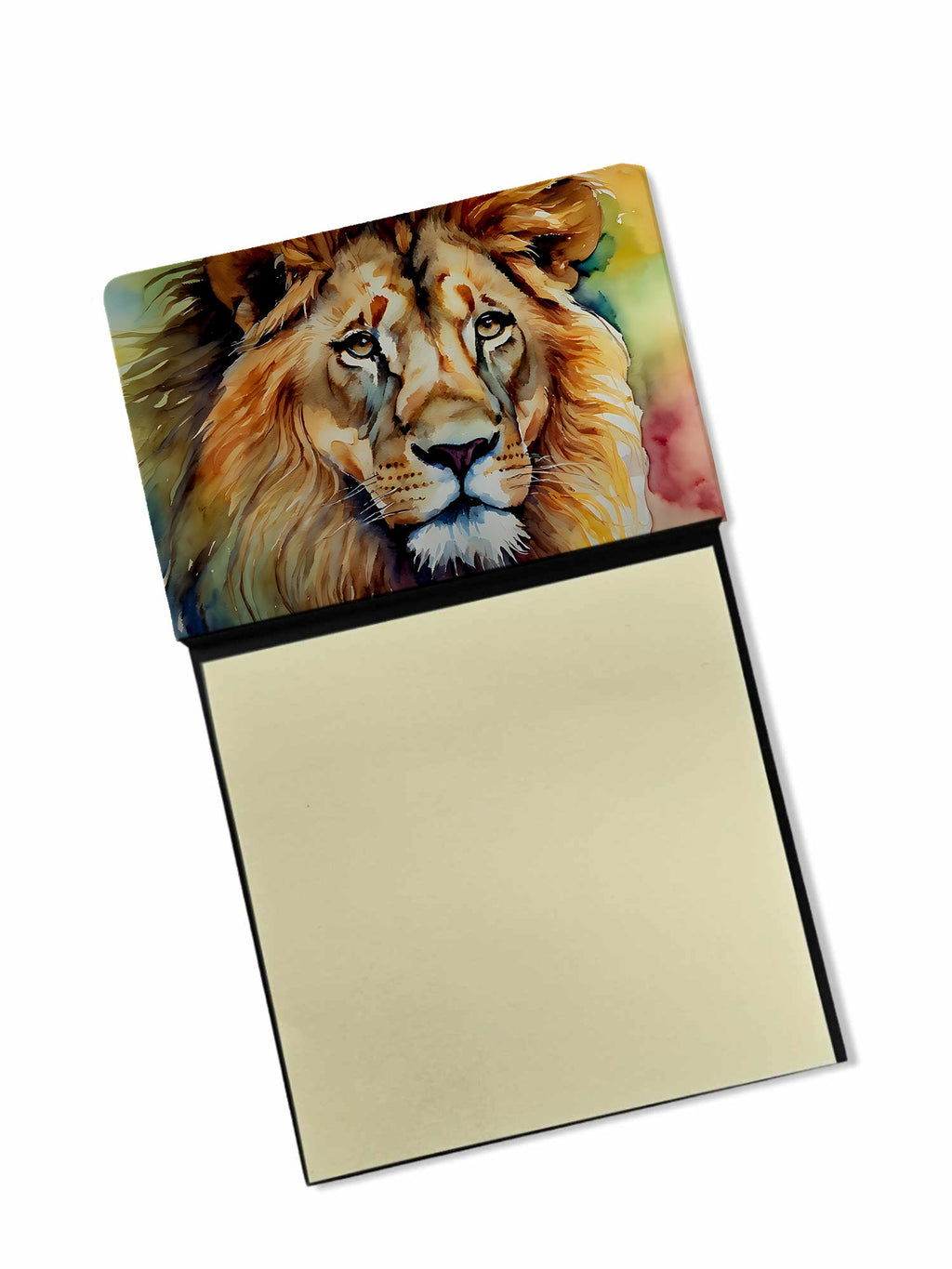 Lion Watercolor Sticky Note Holder Refillable Dispenser Desk Accessory 3x3 Pad Gift