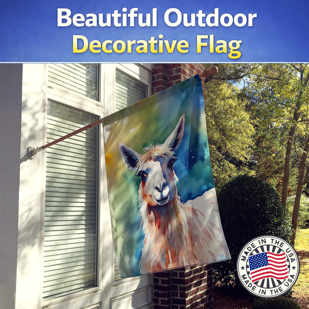 Llama House Flag 28x40 Porch Sleeve Pole Decorative Outside Yard Banner Artwork Wall Hanging, Polyester