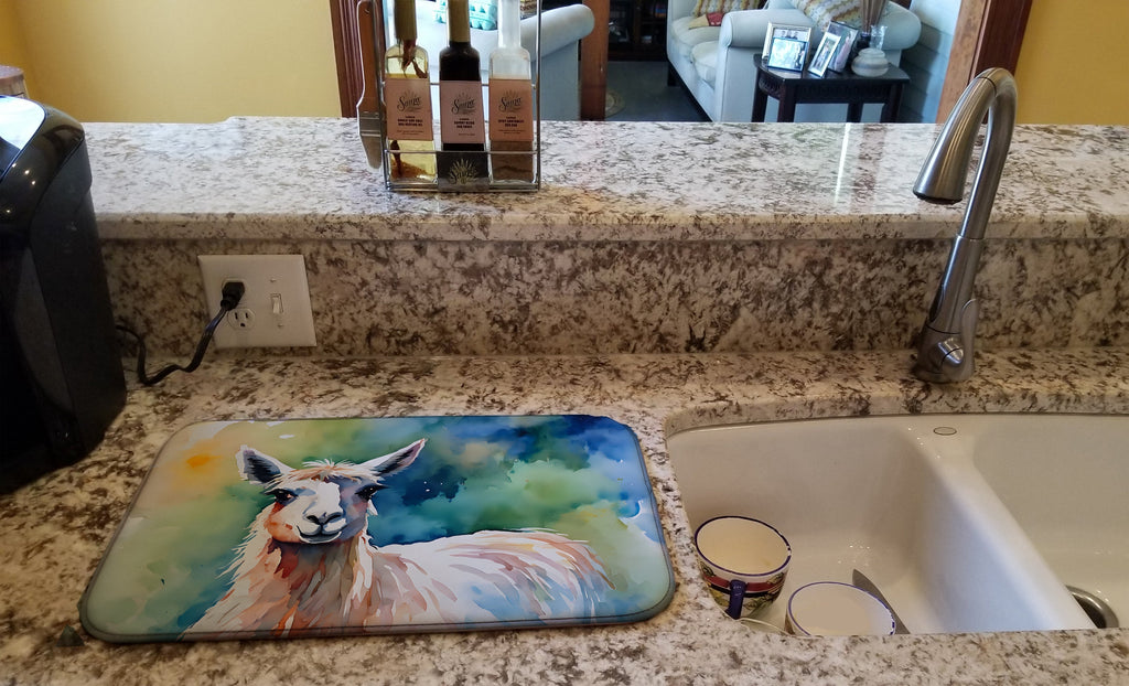 Llama Dish Drying Mat Absorbent Dish Drying Mat Pad for Kitchen Counter Dish Drainer Mat for Countertop, 14 x 21", Multicolor