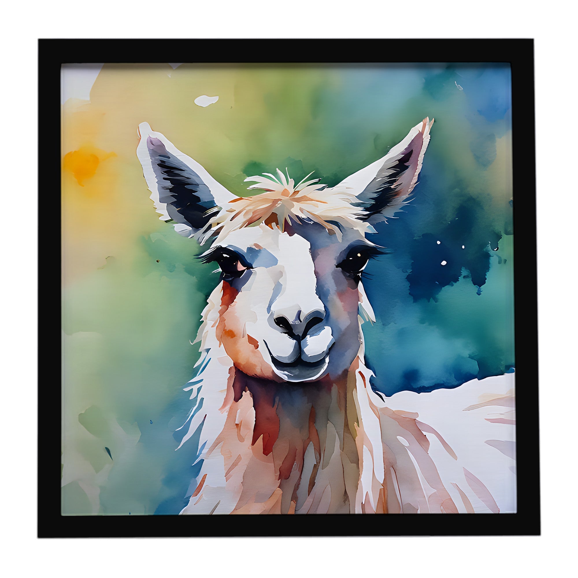 Llama Framed Metal Print Bathroom, Kitchen, Office, Home Decor Wall Art Ready to Hang, Square, 8X8