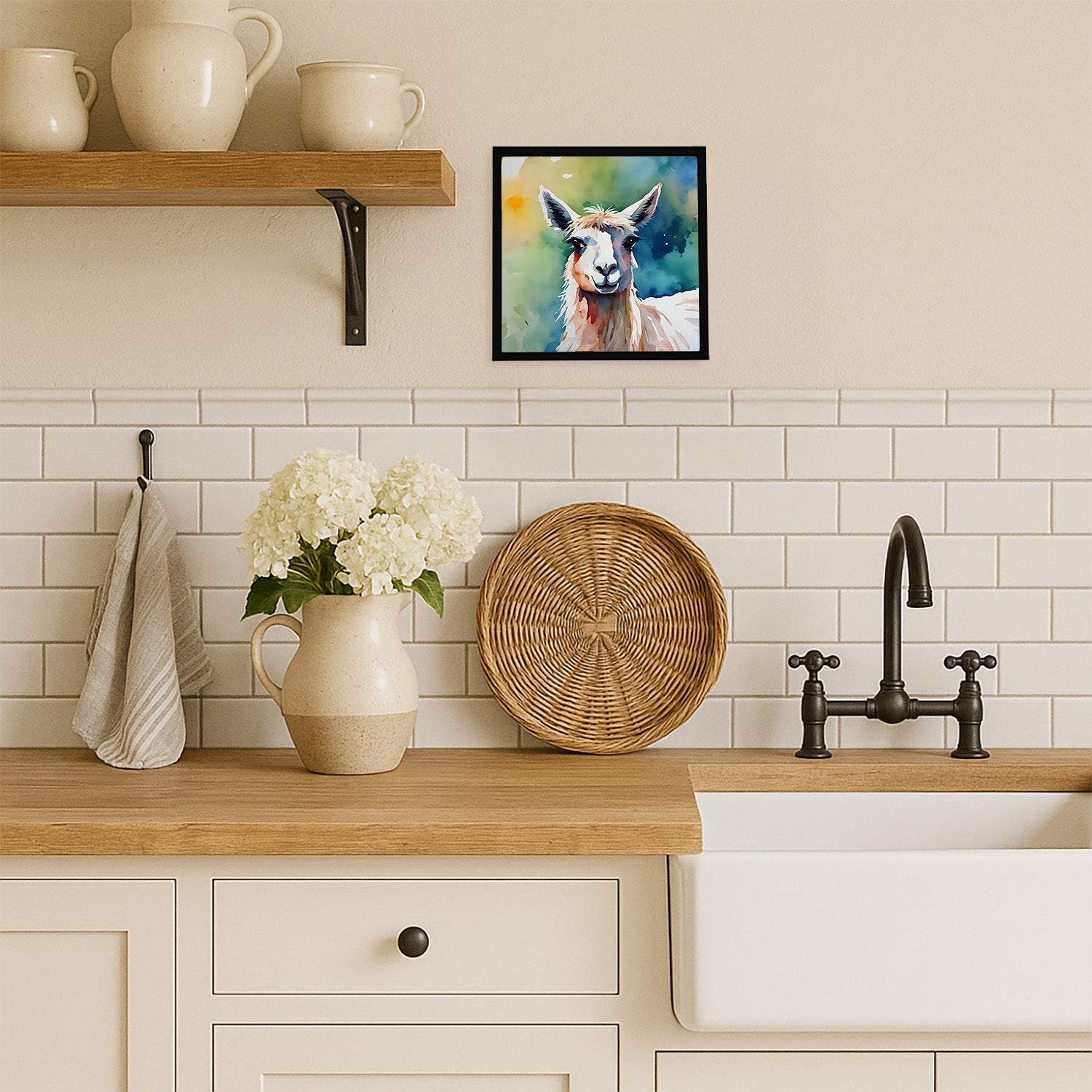 Llama Framed Metal Print Bathroom, Kitchen, Office, Home Decor Wall Art Ready to Hang, Square, 8X8
