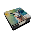 Llama PU Leather Note Paper Holder with Artist-Designed Cover, Desk Accessory, Office Gift