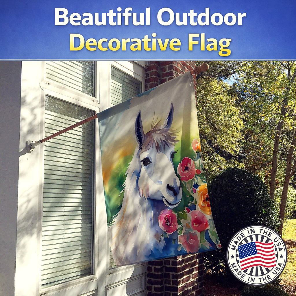 Llama House Flag 28x40 Porch Sleeve Pole Decorative Outside Yard Banner Artwork Wall Hanging, Polyester