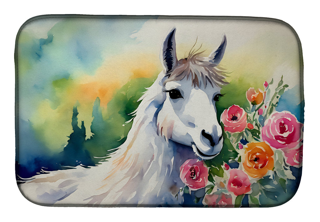 Llama Dish Drying Mat Absorbent Dish Drying Mat Pad for Kitchen Counter Dish Drainer Mat for Countertop, 14 x 21", Multicolor